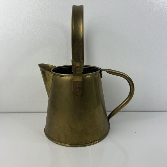 Vintage Brass Flower Pitcher Water Jug 12 inches with Handle - Picture 3 of 6